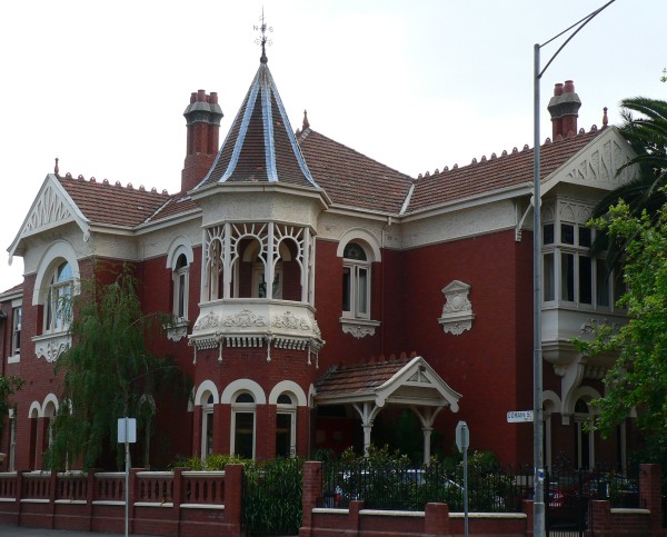 Federation Queen Anne style mansion in Domain Street South Yarra, Victoria, Australia. 